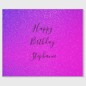 Roze Paarse Happy Birthday Glitter Aangepaste naam Cadeaupapier (Vlak)