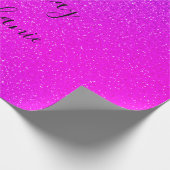 Roze Paarse Happy Birthday Glitter Aangepaste naam Cadeaupapier (Hoek)