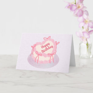 Roze paarse hart verjaardagstaart kaart