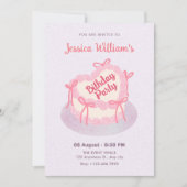 Roze paarse hart verjaardagstaart kaart (Voorkant)