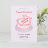 Roze paarse hart verjaardagstaart kaart (Staand voorkant)