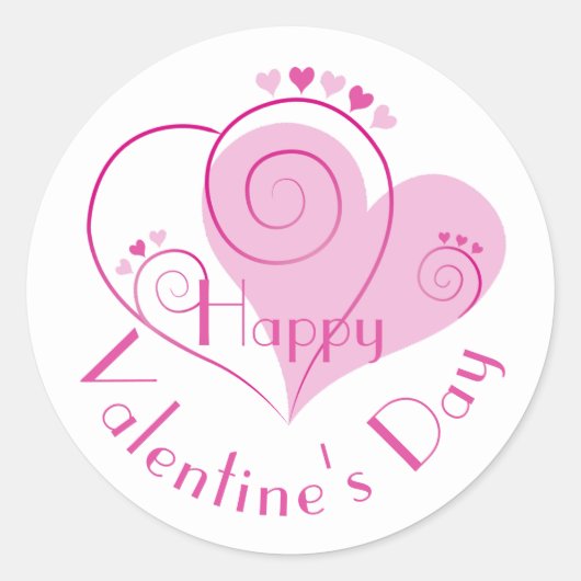 Roze Paarse harten Gelukkig Valentijnsdag Ronde Sticker (Voorkant)