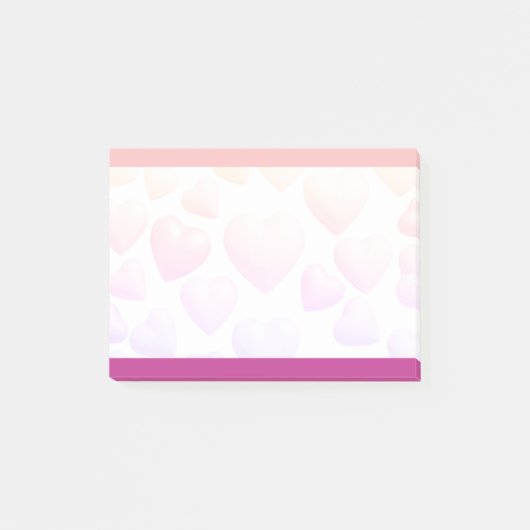 Roze + Paarse Harten op Gepersonaliseerde Aangepas Post-it® Notes (Voorkant)