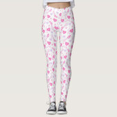 Roze paarse Harten Sterren Magische Meisjes Vrouwe Leggings (Voorkant)