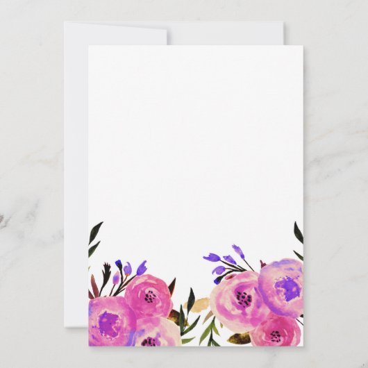 Roze & Paarse Helder Moderne Bloemrijke Bruids Sho Kaart (Achterkant)