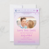 Roze Paarse Hemelse Trouwfoto Save The Date (Voorkant)