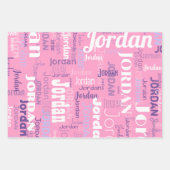Roze Paarse Herhalende Naam Gepersonaliseerd Inpakpapier Vel (Voorkant 3)