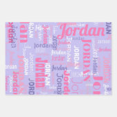 Roze Paarse Herhalende Naam Gepersonaliseerd Inpakpapier Vel (Voorkant 2)