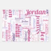 Roze Paarse Herhalende Naam Gepersonaliseerd Inpakpapier Vel (Voorkant)