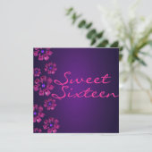 Roze & Paarse Hibiscus Bloemen Verjaardagsuitnodig Kaart (Staand voorkant)