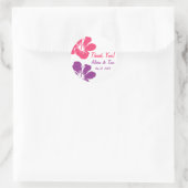 Roze Paarse Hibiscus Bruiloft Dank u Sticker (Tas)