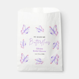 Roze Paarse Hij Geeft Me Vlinders Bruidsfeest  Bedankzakje