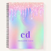 Roze paarse holografisch monogram dagboek notitieboek (Voorkant)
