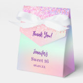 Roze paarse holografisch zoet 16 bedankdoosjes (Voorkant Zijde)