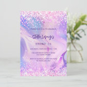 Roze paarse holografisch zoet 16 kaart (Staand voorkant)