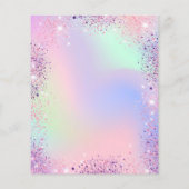 Roze paarse holografische budget verjaardagsuitnod (Achterkant)