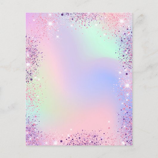 Roze paarse holografische budget verjaardagsuitnod (Achterkant)