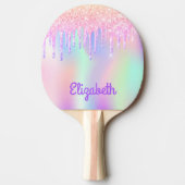 Roze paarse holografische druppels tafeltennisbatje (Voorkant)