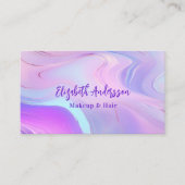 Roze paarse holografische foto qr code visitekaartje (Voorkant)