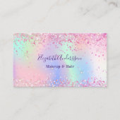 Roze paarse holografische glitter foto qr code visitekaartje (Voorkant)