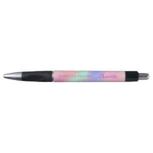 Roze paarse holografische monogram naam script pen