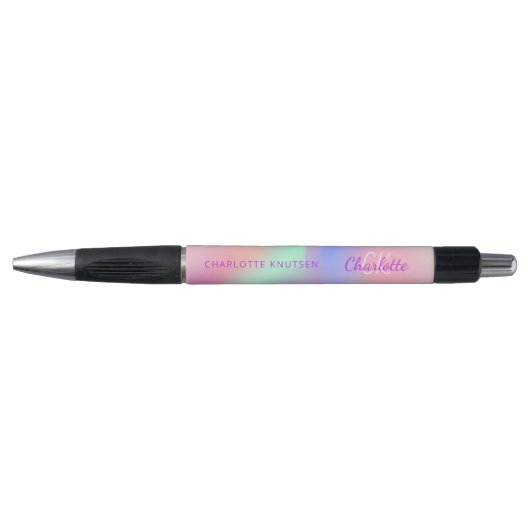 Roze paarse holografische monogram naam script pen (Voorkant)