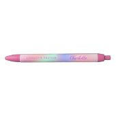 Roze paarse holografische monogram naam script zwarte inkt pen (Voorkant)