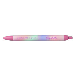 Roze paarse holografische monogram naam script zwarte inkt pen