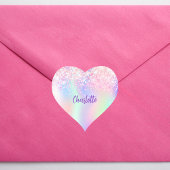 Roze paarse holografische naam hart sticker