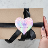 Roze paarse holografische naam school hart sticker