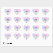 Roze paarse holografische naam school hart sticker (Vel)