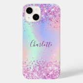 Roze paarse holografische naam script Case-Mate iPhone case (Achterkant)