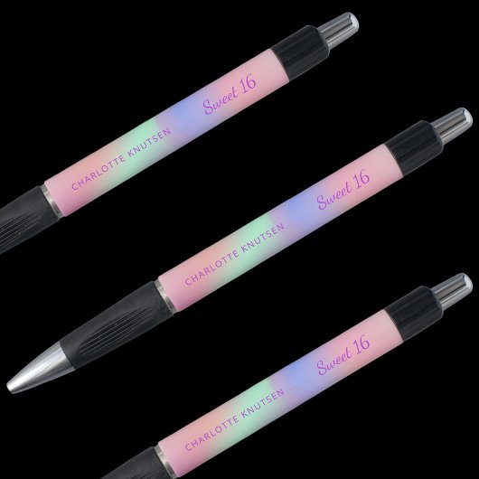 Roze paarse holografische naam Sweet 16 Pen