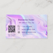 Roze paarse holografische qr code business kortingskaartje (Achterkant)
