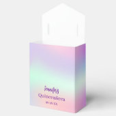Roze paarse holografische Quinceañera Bedankdoosjes (Geopend)
