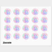 Roze paarse holografische quinceanera dank u ronde sticker (Vel)