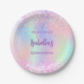 Roze paarse holografische sparkles Quinceanera Papieren Bordje (Voorkant)