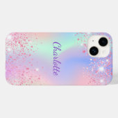 Roze paarse holografische sprankelende naam Case-Mate iPhone case (Achterkant (horizontaal))