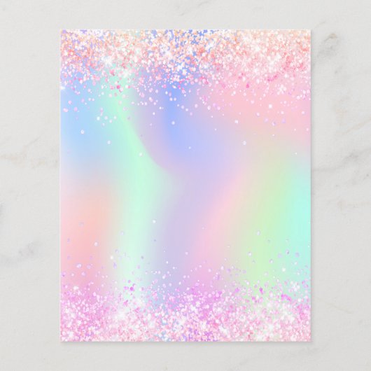 Roze paarse holografische Sweet 16 budget uitnodig (Achterkant)