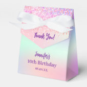 Roze paarse holografische verjaardag bedankdoosjes (Voorkant Zijde)