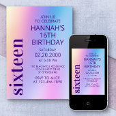 Roze Paarse Holografische Verjaardag Kaart