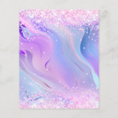 Roze paarse holografische verjaardagsbudget uitnod (Achterkant)