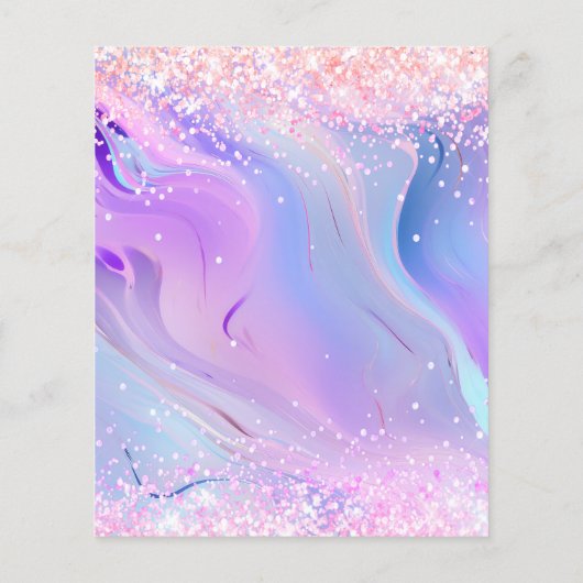 Roze paarse holografische verjaardagsbudget uitnod (Achterkant)