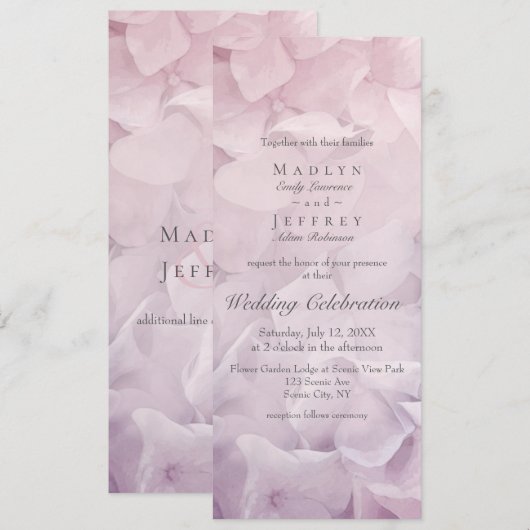 Roze Paarse Hortensia Zomer Tuin Bruiloft Kaart (Voorkant / Achterkant)