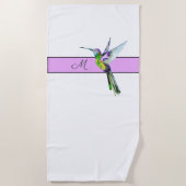 Roze Paarse Hummingbird Monogram initiaal Strandlaken (Voorkant)