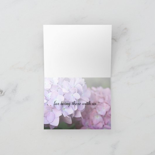 © Roze & Paarse hydrangeas Weddenschappen Dank u Bedankkaart (Binnen)