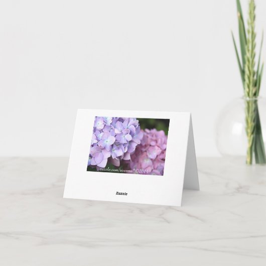 © Roze & Paarse hydrangeas Weddenschappen Dank u Bedankkaart (Achterkant)