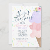 Roze & Paarse Ice Cream Cone Baby Douche Kaart (Voorkant)