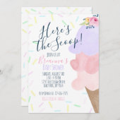 Roze & Paarse Ice Cream Cone Baby Douche Kaart (Voorkant / Achterkant)