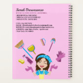 Roze Paarse Janitorial Cartoon Home Branding Planner (Achterkant)
